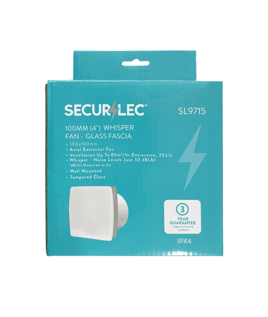 Securlec Whisper Fan Glass Fascia 100mm 4"