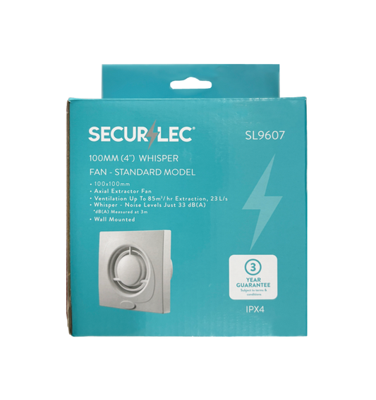Securlec Whisper Fan Standard Model White 100mm 4"