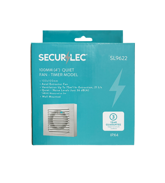Securlec Quiet Fan Timer Model 100mm 4"