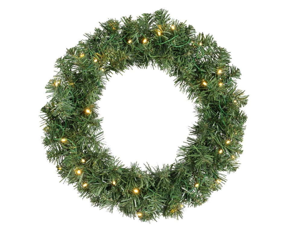Kaemingk Imperial Wreath Green With Warm White LEDs 50cm