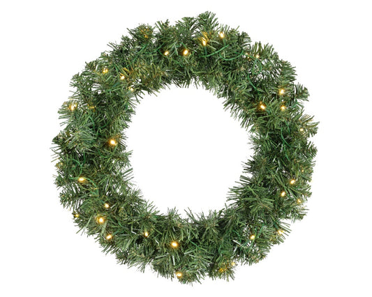 Kaemingk Imperial Wreath Green With Warm White LEDs 50cm