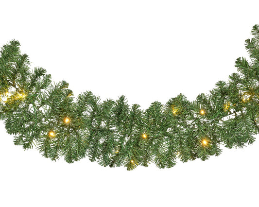 Kaemingk Imperial Garland Green With Warm White LEDs 270cm
