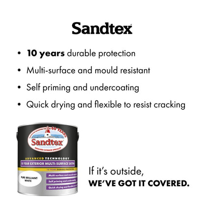 Sandtex 10 Year Exterior Multi Surface Satin 2.5L Brilliant White