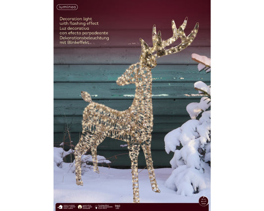 Kaemingk Micro 960 LED Reindeer Gold/Warm White 130cm