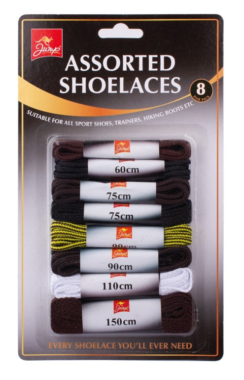 Jump Assorted Shoe Laces Pack 8