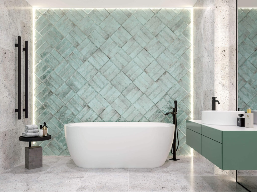 Golden Tile Vintage Ceramic Wall Tile 300 x 100mm 0.84m2 Light Green