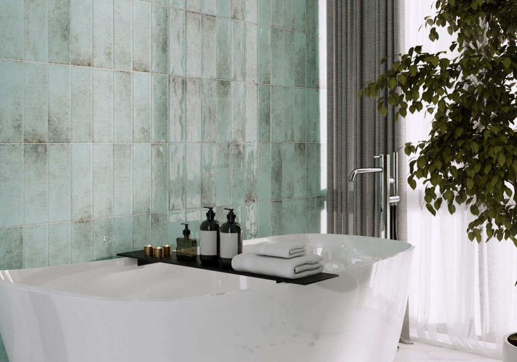 Golden Tile Vintage Ceramic Wall Tile 300 x 100mm 0.84m2 Light Green