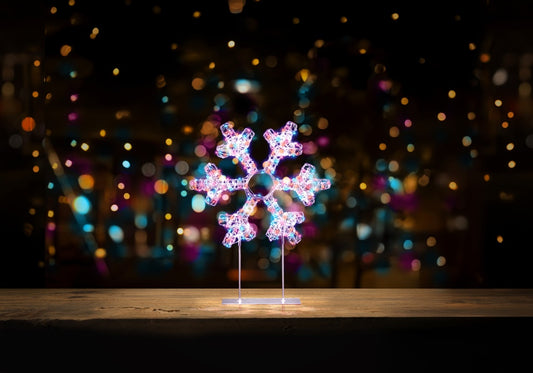 Premier White/Multi Table Top Snowflake 720 LEDs 45cm