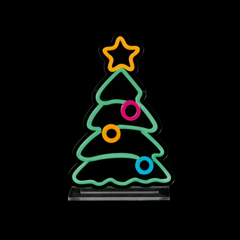 Premier Xmas Tree Table Top Lit Neon Sign 25cm