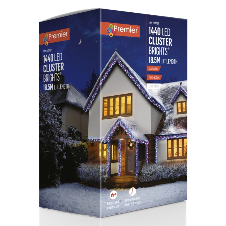 Premier Multi Action 1440 LED Cluster Brights Enchanted Clear Cable