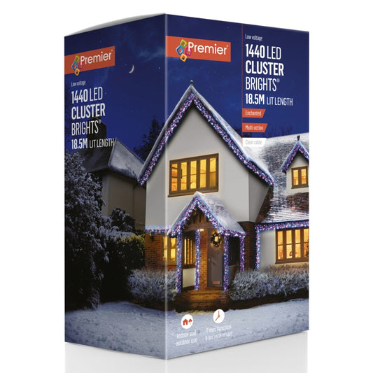 Premier Multi Action 1440 LED Cluster Brights Enchanted Clear Cable