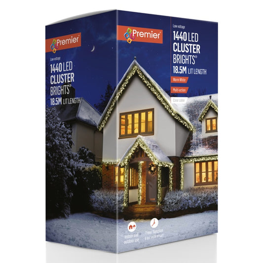 Premier Multi Action 1440 LED Cluster Brights Warm White Clear Cable