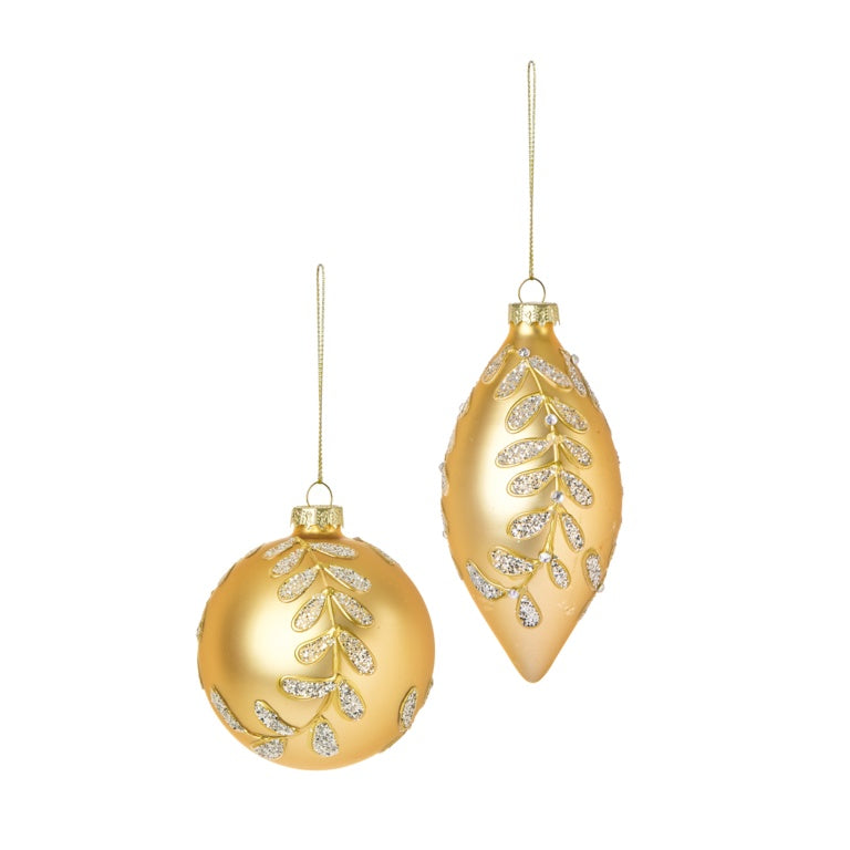 Premier Champagne Gold Feather Glass Ball or Drop 80-110mm