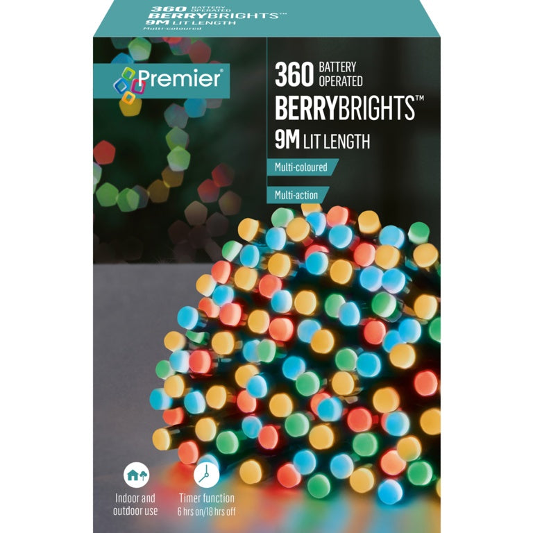 Premier Battery Operated Multi Action Berrybrights 360 LED Multicoloured