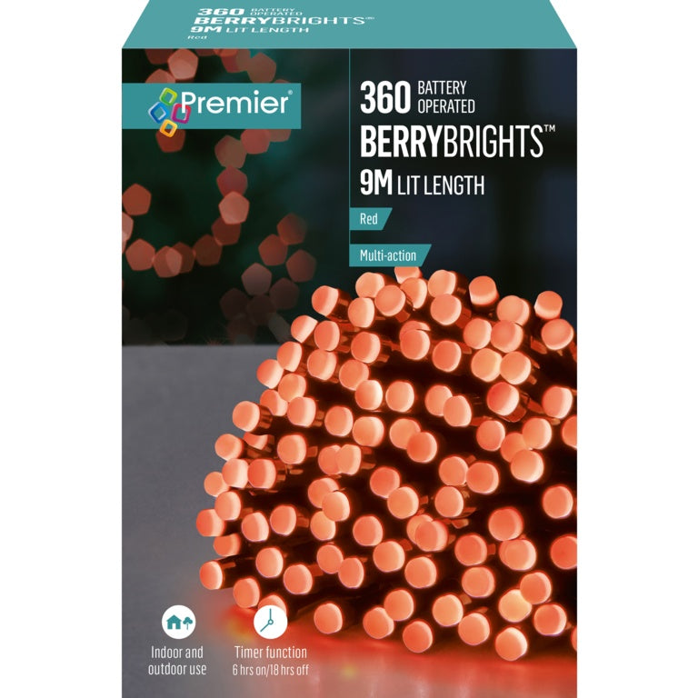 Premier Battery Operated Multi Action Berrybrights 360 LED Red