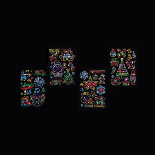 Premier Neon Effect Christmas Window Stickers 16cm