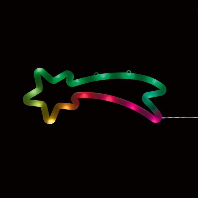 Premier Lit Neon Shooting Star Window Decoration 17 LED 28cm Multi Coloured