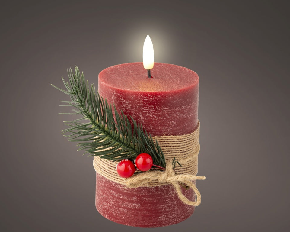 Kaemingk Led Wick Candle Oxblood/Warm 13cm