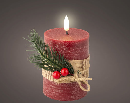 Kaemingk Led Wick Candle Oxblood/Warm 13cm