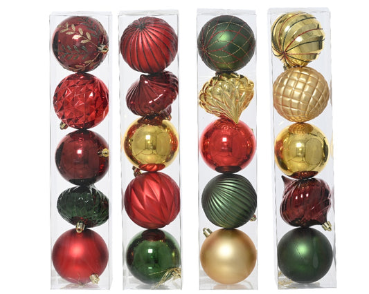 Kaemingk Bauble Shatterproof Red/Gold Assorted 8cm Tube 5