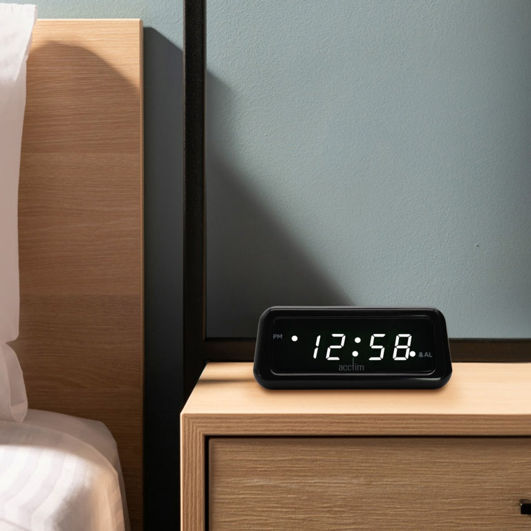 Acctim Cory White LED Smart Connector Alarm Clock Black