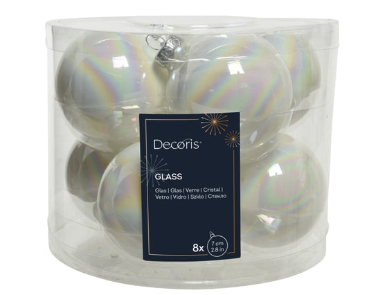 Kaemingk Baubles Glass Shiny White/Iris 7cm