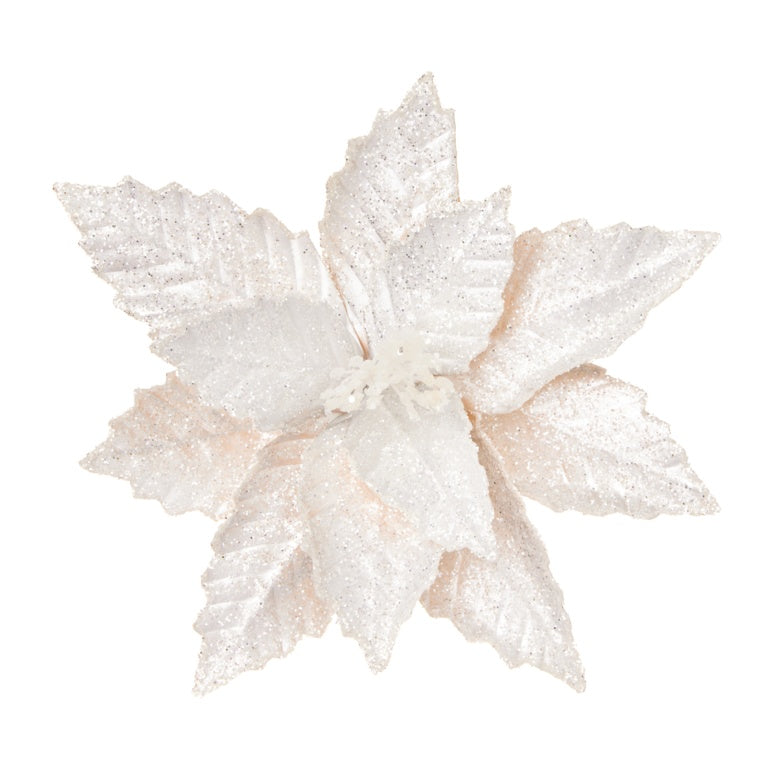 Premier Silver Metallic Poinsettia Clip On 30cm