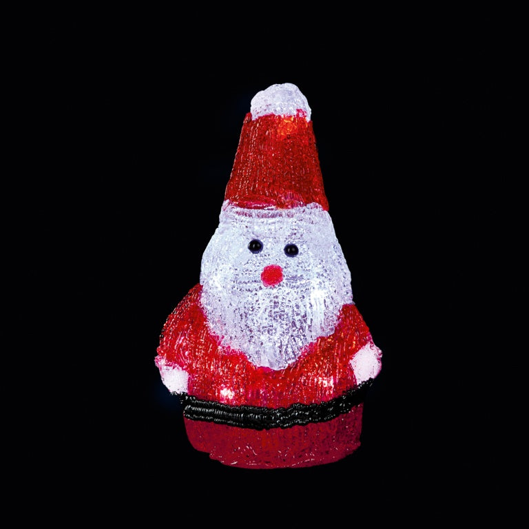 Premier Battery Operated Lit Red Acrylic Santa With 10 LEDs 18cm