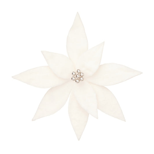 Premier Fluffy White Poinsettia Clip On 32cm