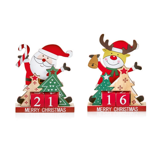Premier Wooden Christmas Character Countdown 16cm Santa or Reindeer