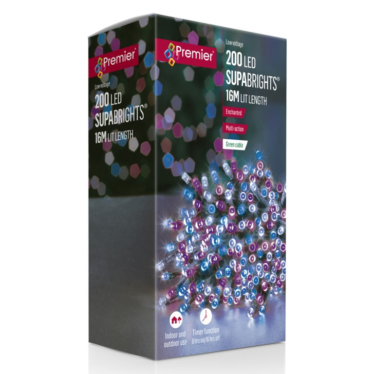 Premier 200 LED Supabrights Enchanted /Green Cable
