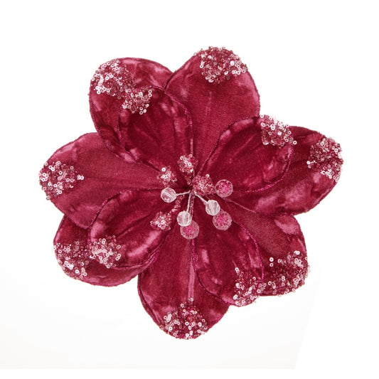 Premier Plum Berry Magnolia With Sequins Clip On 24cm