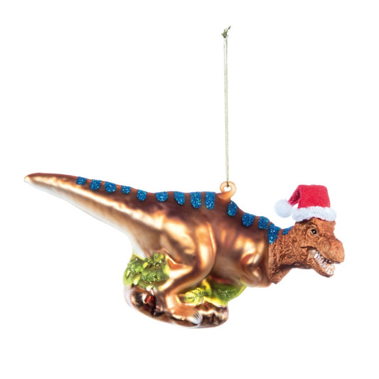 Premier Tyrannosaurus With Santa Hat Hanging Decoration 18cm