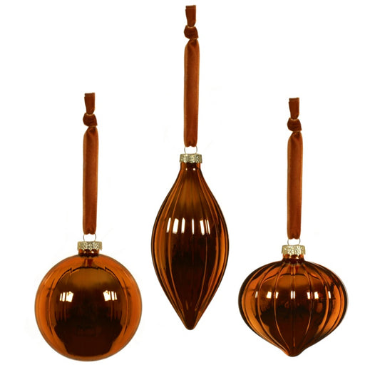 Premier Caramel Ribbed Glass Ball, Drop or Onion 80-130mm