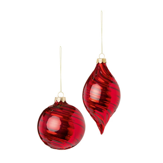 Premier Shiny Red Swirl Glass Ball - Drop 80-130