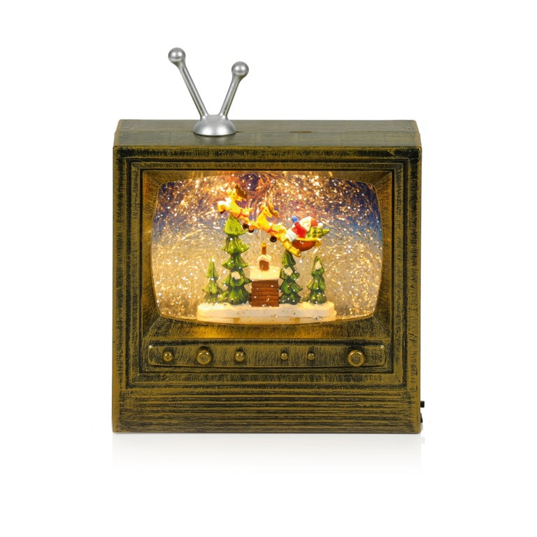 Premier Lit Antique Gold TV Water Spinner Warm White 22cm