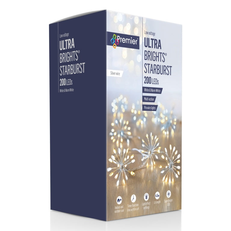 Premier Multi Action 200 LED Starburst White & Warm White
