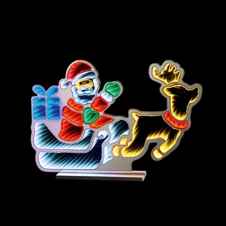 Premier Santa Sleigh & Present Infinity Mirror 60cm