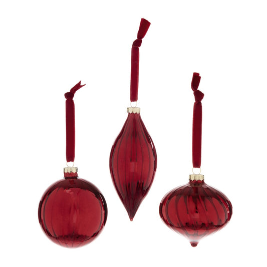 Premier Burgundy Ribbed Glass Ball, Drop or Onion 80-130mm