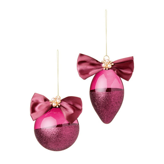 Premier Shiny Plum Glass With Bow Ball Drop 80-110mm