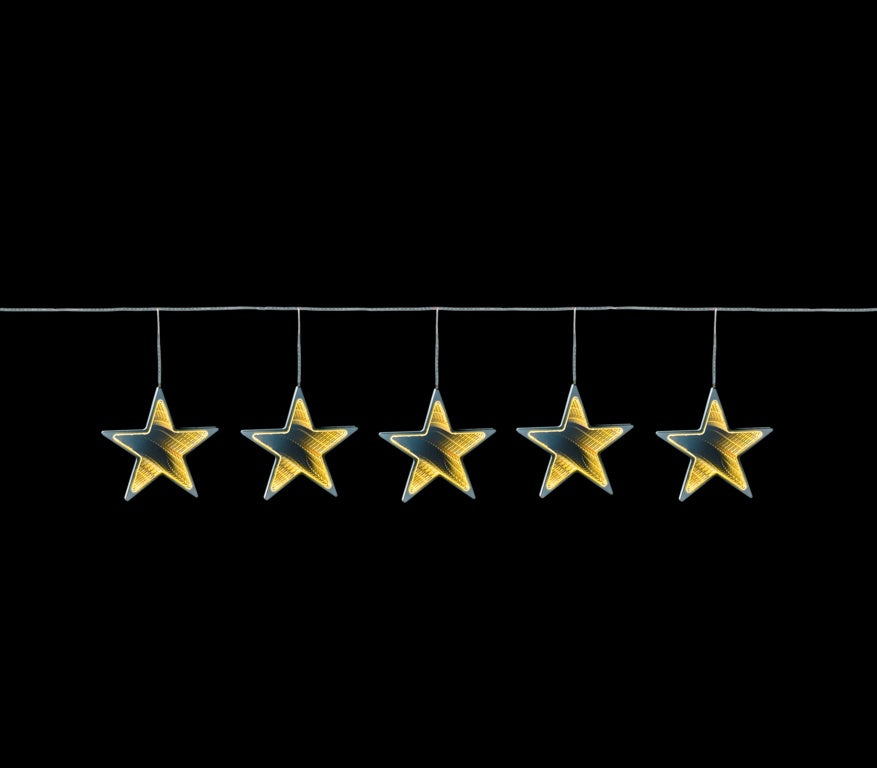 Premier Infinity Mirror Star String Warm White 5 Piece