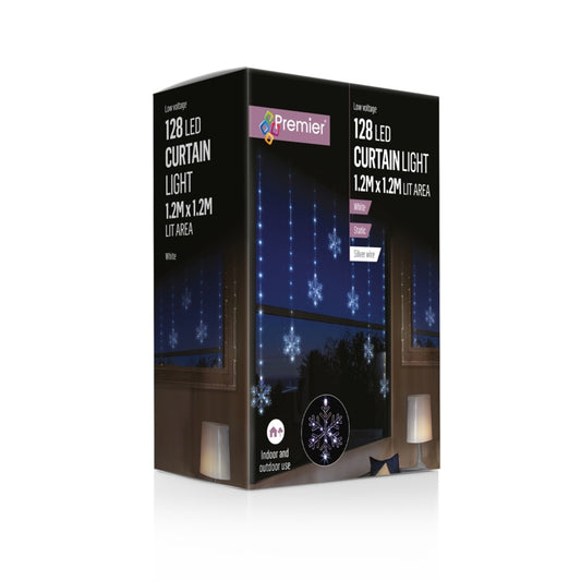 Premier 128 LED Snowflake V Curtain 1.2m x 1.2m White