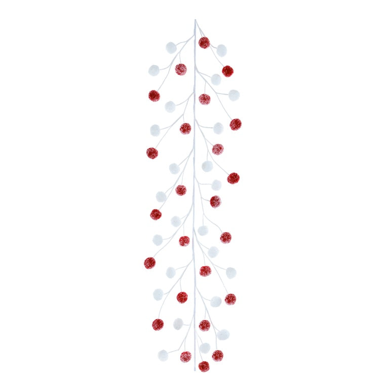 Premier Red & White Frosted Pom Pom Garland 1.35m
