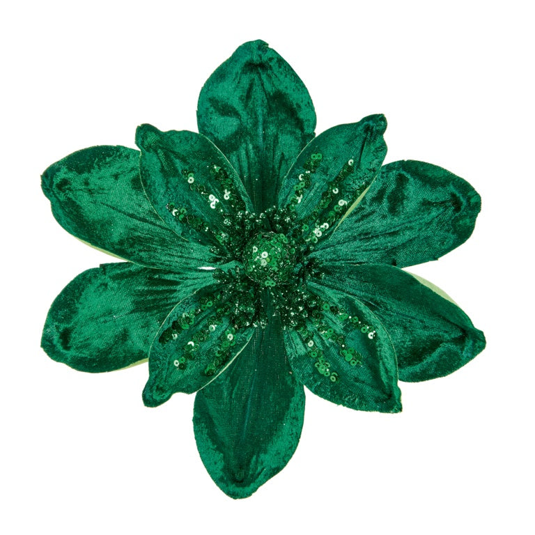 Premier Dark Green Velvet Magnolia Clip On 24cm