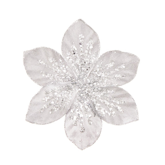Premier Silver Flower With Glitter Clip On 19cm