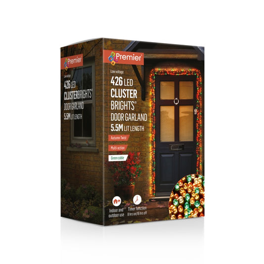 Premier 426 LED Lit Door Cluster Garland Autumn Twist/Green Cable