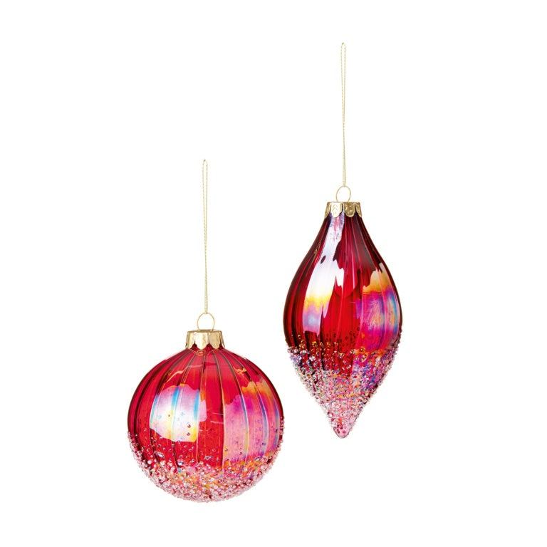 Premier Plum Textured Swirl Glass Ball Drop 80-110mm