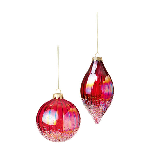 Premier Plum Textured Swirl Glass Ball Drop 80-110mm