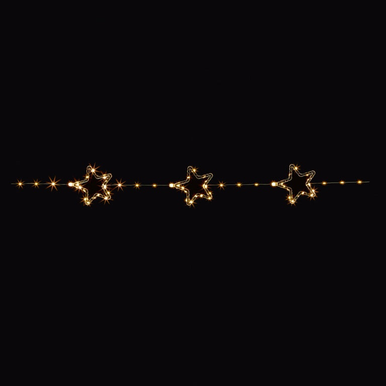 Premier 8 Piece Battery Operated Lit Star Lit String 136 Warm White LEDs 12cm