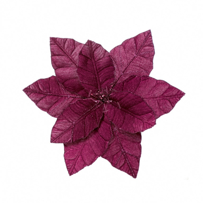Premier Plum Velvet Glitter Flower Clip On 31cm